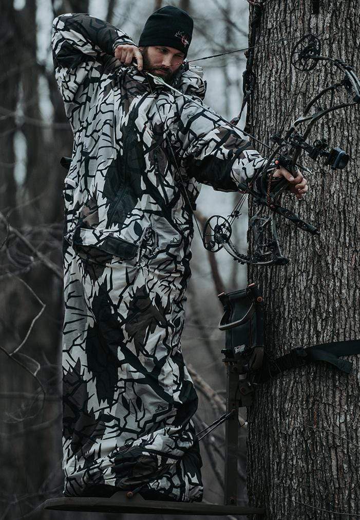 IWOM XT Insulated Camo Body Heated Hunting Suit | Predator Fall Gray Camo Pattern | Cold Weather Hunting Jacket | Hunting Coveralls & Bibs