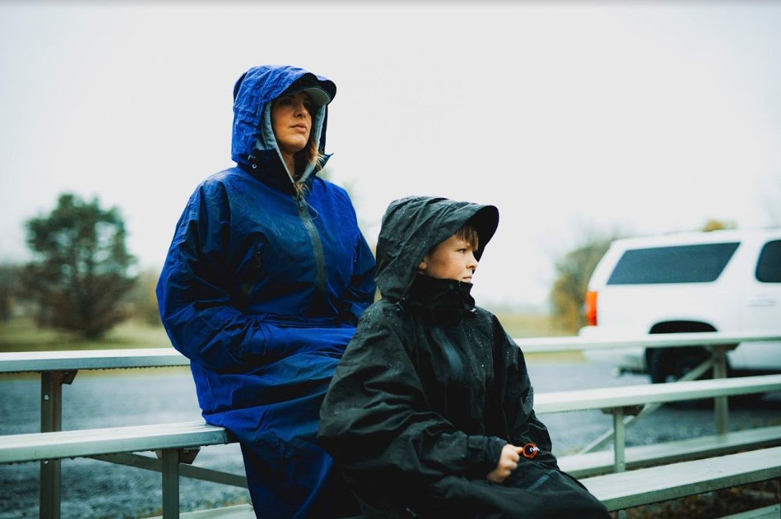 Waterproof Convertible jacket at kids soccer game sporting event
