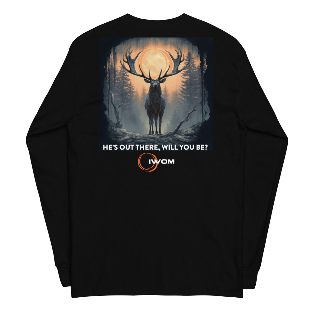 IWOM "He's Out There" Long Sleeve Black Tee Shirt