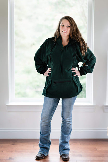 IWOM Outerwear LLC Fleece Green / 5'2"-5'8" / Small-Medium IWOM Convertible Fleece Hoodie (Like New Size Return)